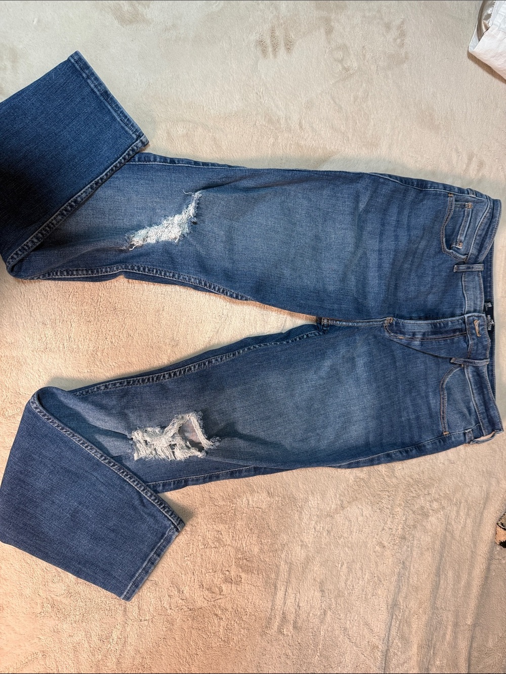 Hollister Dark Blue Distressed Straight Leg Jeans